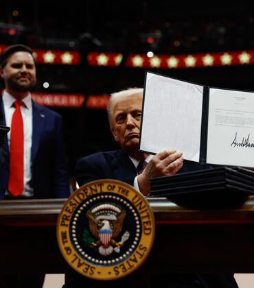 Donald Trump with executive order