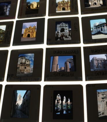 open-access photo archive will hold 35mm color images that are being preserved by UC Riverside’s Department of the History of Art in collaboration with the Society of Architectural Historians, or SAH. (UCR/Sandra Baltazar Martinez)