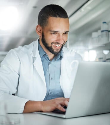 Scientist using a computer