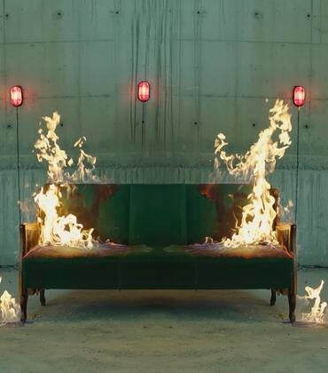 burning couch