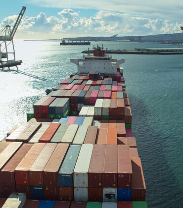 Cargo ships enters Port of Long Beach