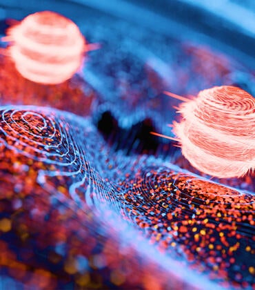 Abstract depiction of quantum engagement at the atomic level.