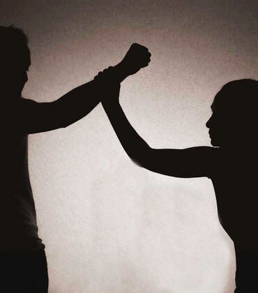 Domestic violence in silhouette