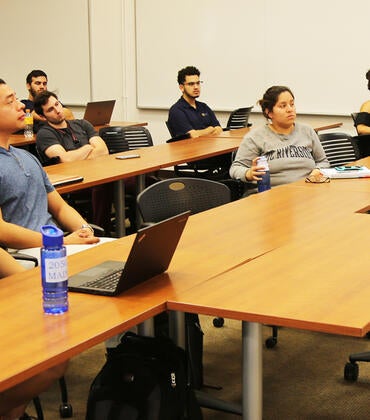 Janet Napolitano visits a School of Public Policy class in 2019