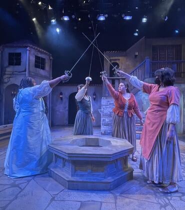 A dress rehearsal of the UCR Theatre play Fuenteovejiuna 