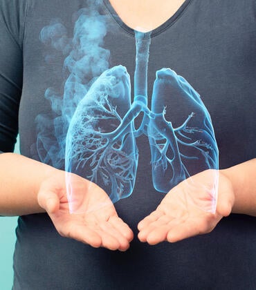 collage of woman with smoke and lungs