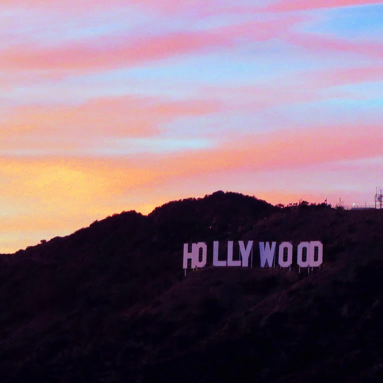 Sunset over the Hollywood sign