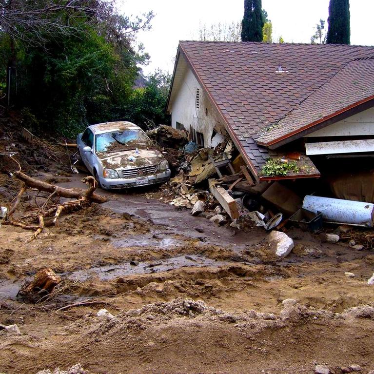 debris flow damage in Los Angeles