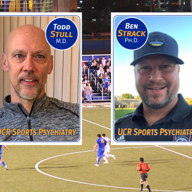 Pictures of the sports psychiatry faculty in front of a soccer field