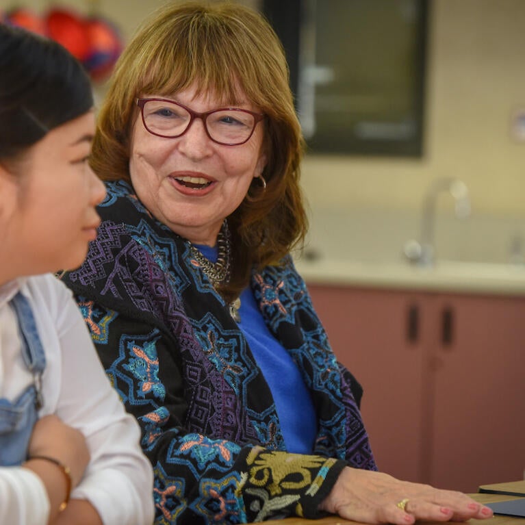 School of Education researcher Linda Ventriglia-Navarrette received The James Irvine Foundation Leadership Award today. (UCR/Stan Lim)