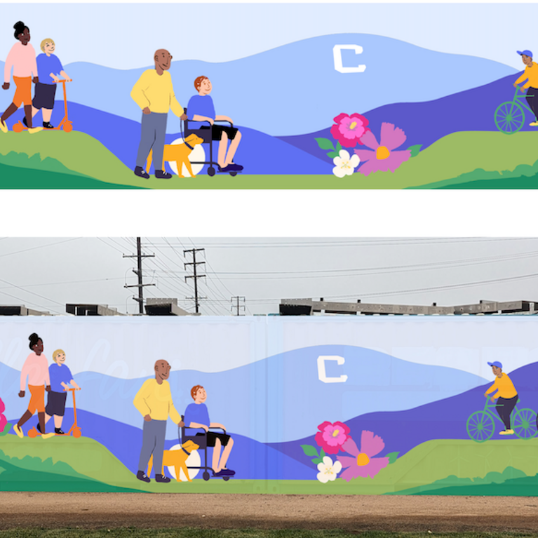 Illustration of future mural at R'Garden, UC Riverside's community garden. Note: this is not a final rendering. Images and design by Ekaterina Orlovie.