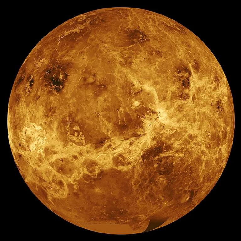 This image is a composite of data from NASA’s Magellan spacecraft and Pioneer Venus Orbiter