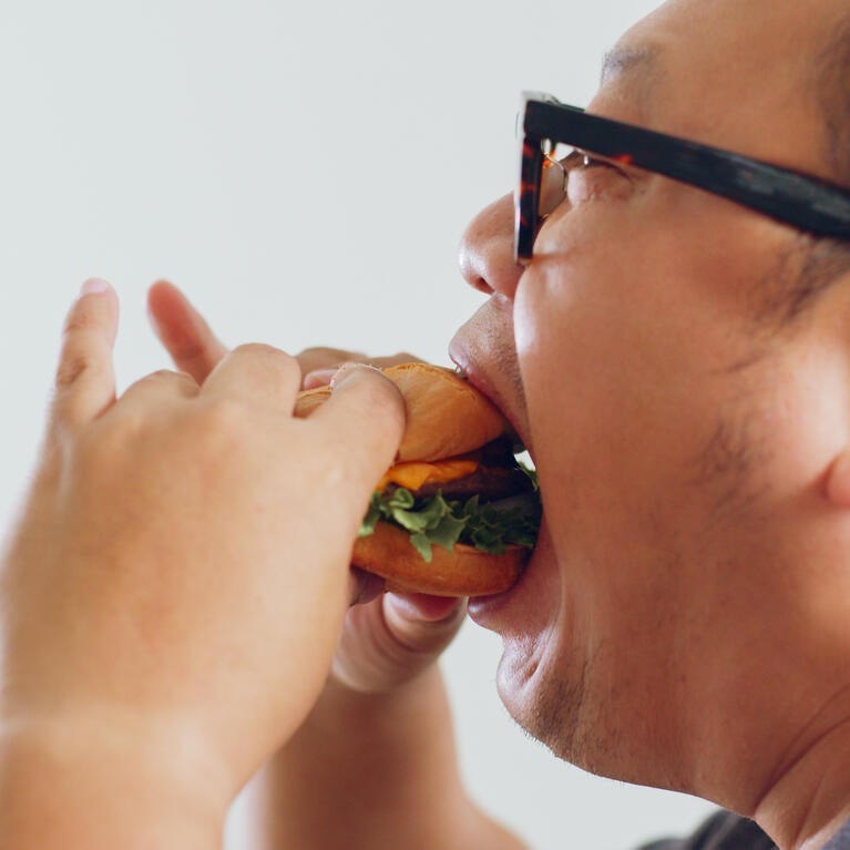 Man eating a burger