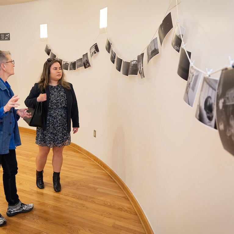 Jessica Kaswick (right), executive director of the Max H. Gluck Foundation, visits UC Riverside on April 23, 2024.