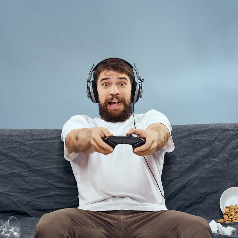 gamer on couch