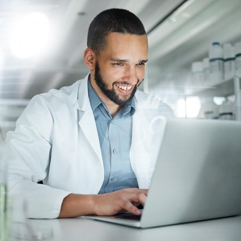 Scientist using a computer