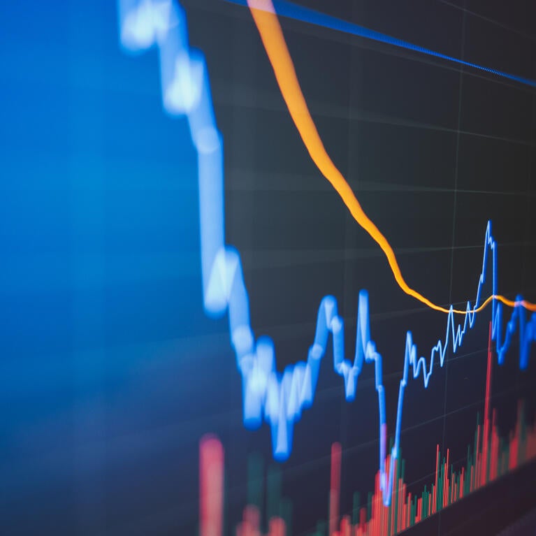 Stock graphic representing economic recession