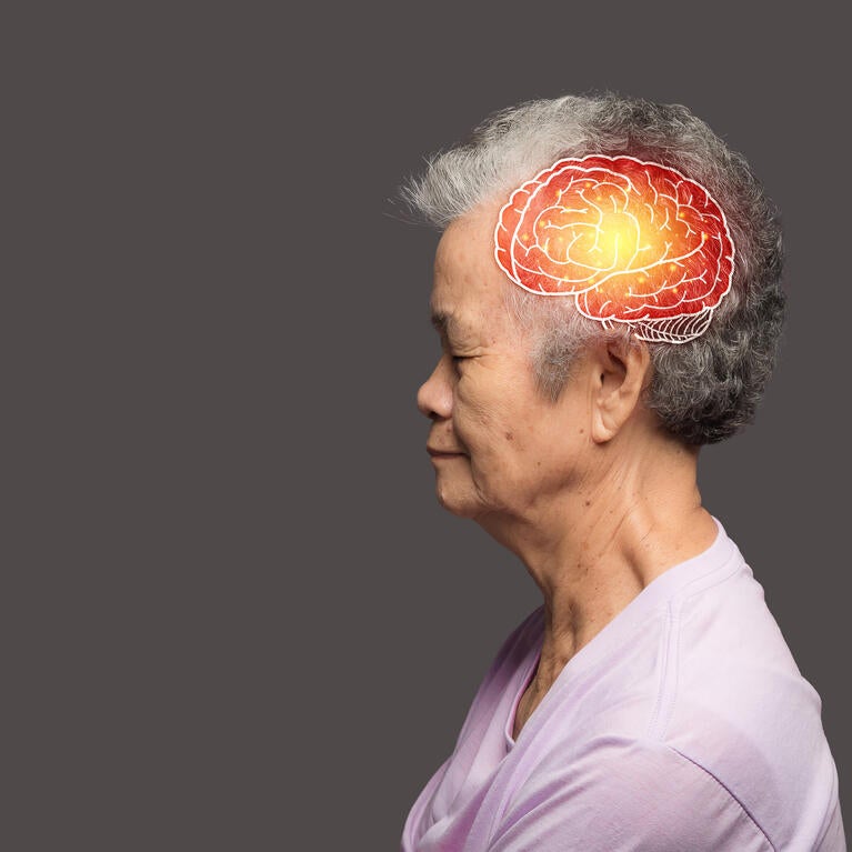 Elderly woman side view