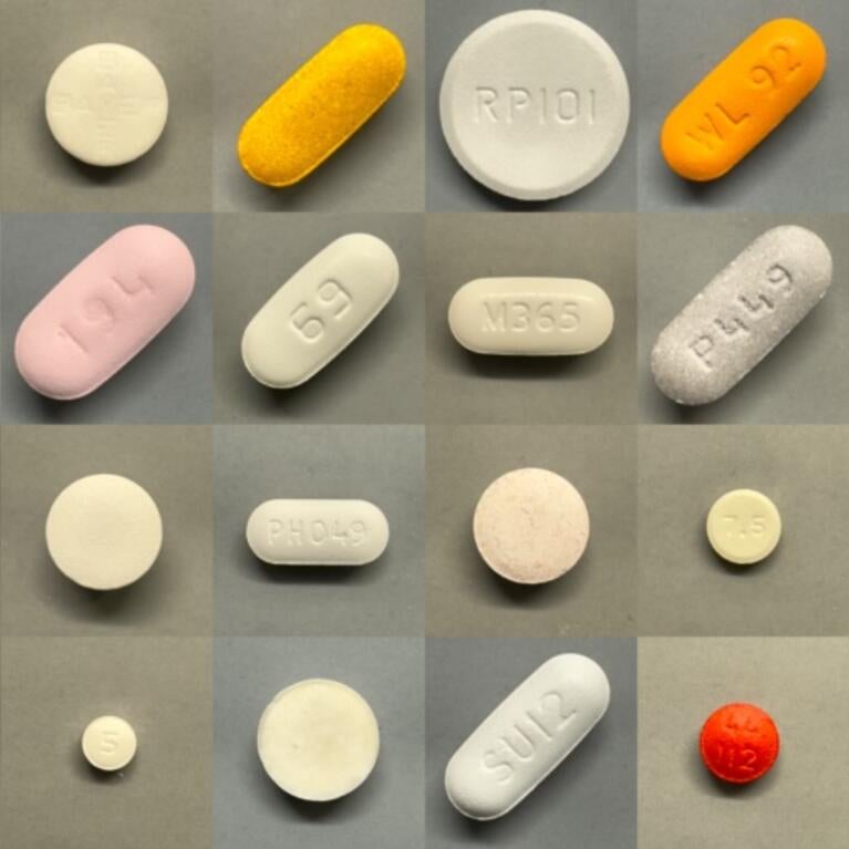 Montage of drugs tested in the Grover lab at UCR