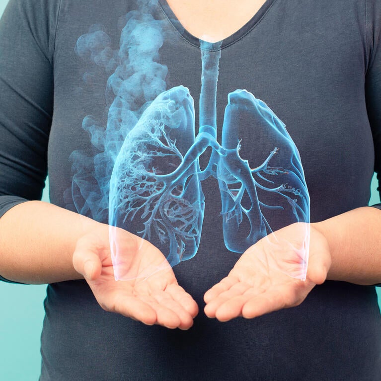 collage of woman with smoke and lungs