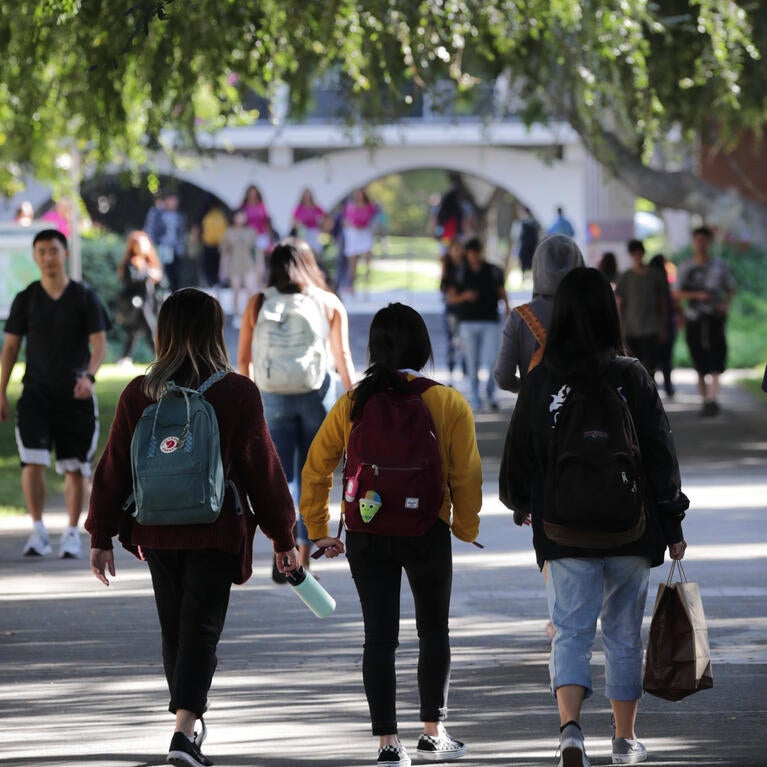 Students walking on campus
