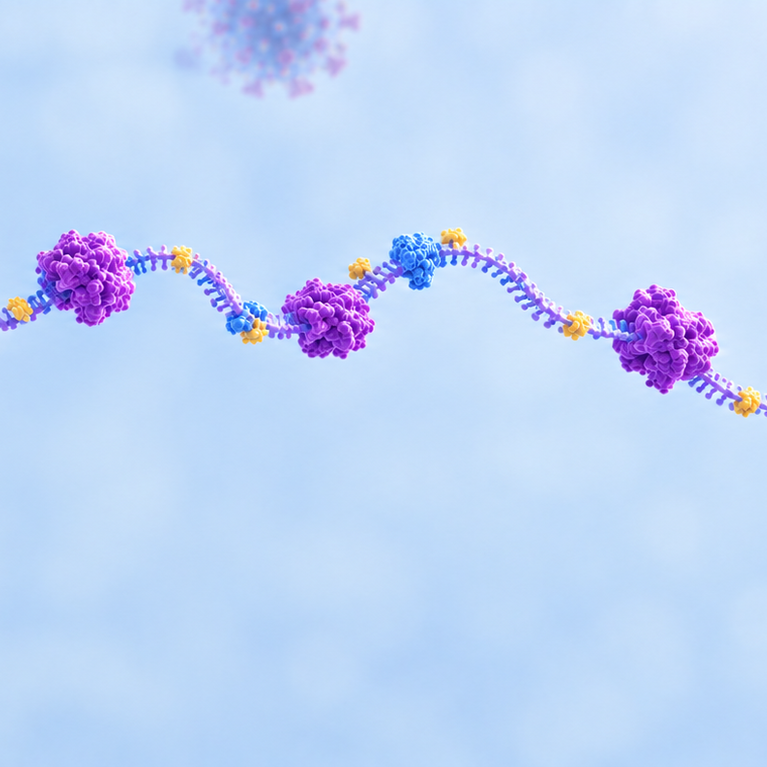 AI-generated image of hidden RNA protein landscape of SAR-CoV-2