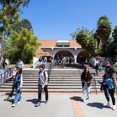 Students walking on campus