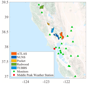 PM2.5 monitoring stations in the Bay Area