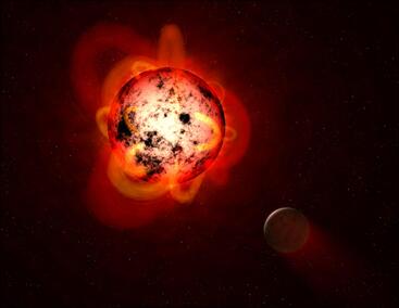 Red dwarf and planet