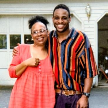Cordell Jones with his mother