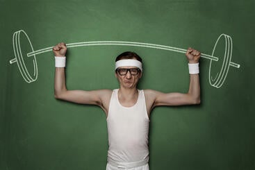 Person lifting imaginary weight
