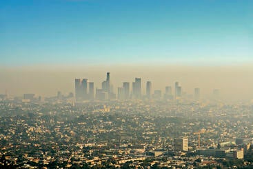 Smoggy Los Angeles skyline