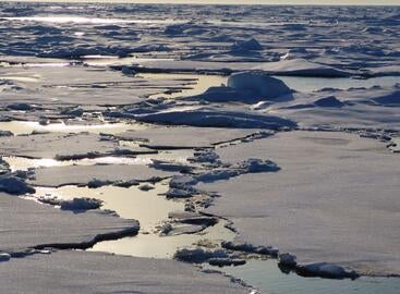 Sun reflecting on Arctic sea ice