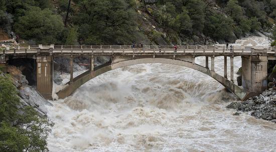 Photo of a rushing river in Nevada City, Caif. in the 2017 flood