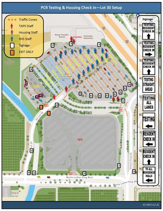 Students will be tested upon arriving for COVID-19 in Lot 30