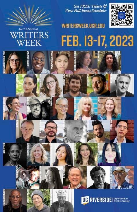 Writers Week 2023 at UC Riverside-poster. 