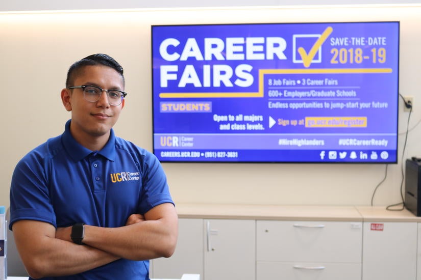Irvin Rosales, 21, at the UCR Career Center