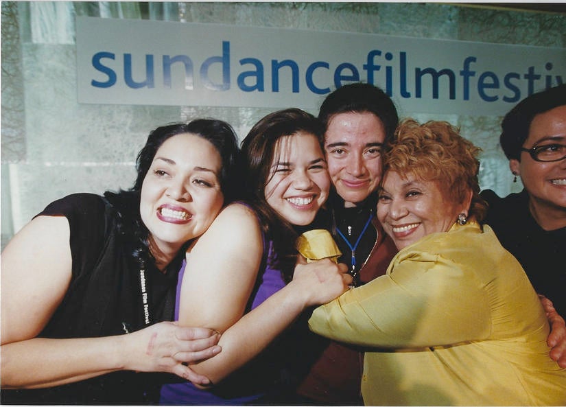 Patricia Cardoso with "Real Women Have Curves" cast at Sundance Film Festival in 2002. (Photo courtesy of Patricia Cardoso) 