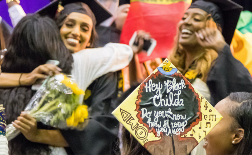 Students celebrate during the Black graduation in 2017. (UCR)