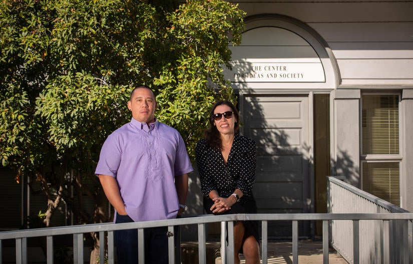 Jeanette Kohl, associate professor in the Department of the History of Art, and Dylan Rodríguez, professor in the Media and Cultural Studies department are co-directors of The Center for Ideas and Society. (UCR/Stan Lim)