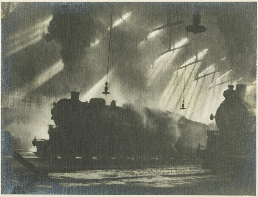 Image of a train, photographed by King Daniel (KD) Ganaway, who was among the earliest Black photographers of renown in the United States. (Photo courtesy of UCR ARTS)