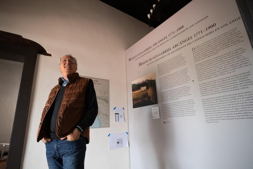 History professor Steven Hackel is the lead curator of the new exhibition at Mission San Gabriel Museum in San Gabriel. The museum opens to the public on June 30, 2023. (UCR/Stan Lim) 