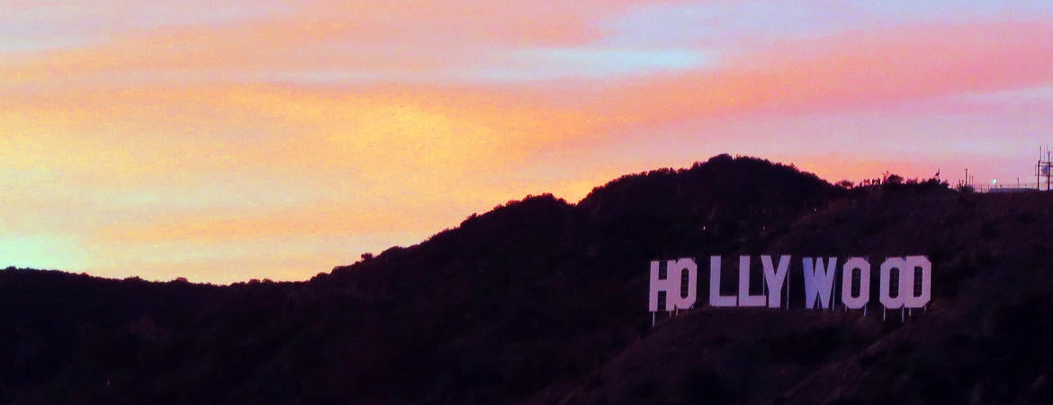 Sunset over the Hollywood sign