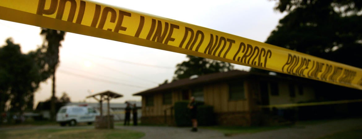 Police tape at a crime scene