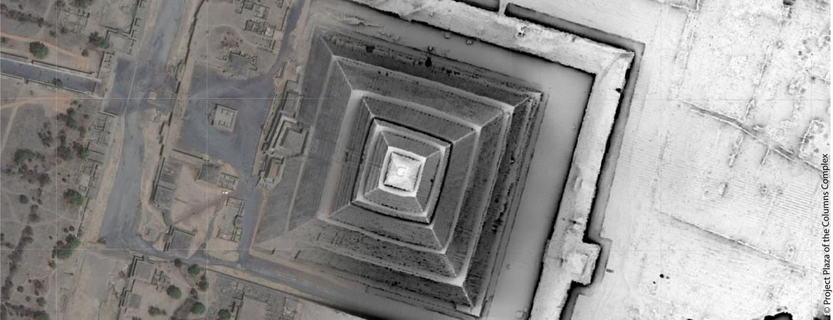 A satellite and lidar image of the Sun Pyramid at Teotihuacan