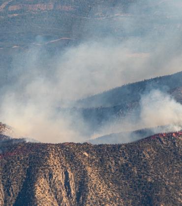 A picture of the fires burning in California between Joshua Tree and Los Angeles from above