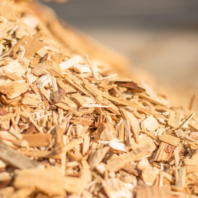 A pile of woodchips, or biomass