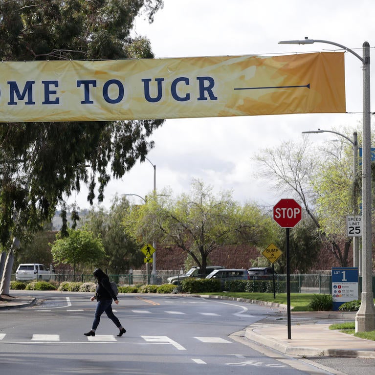 An intersection near the entrance to UCR