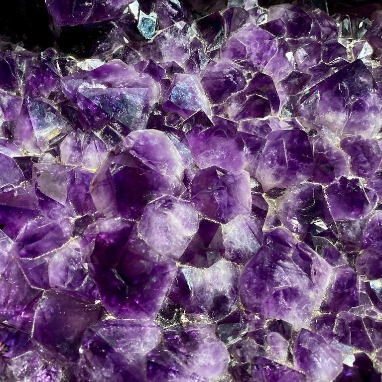A cluster of amethyst crystals
