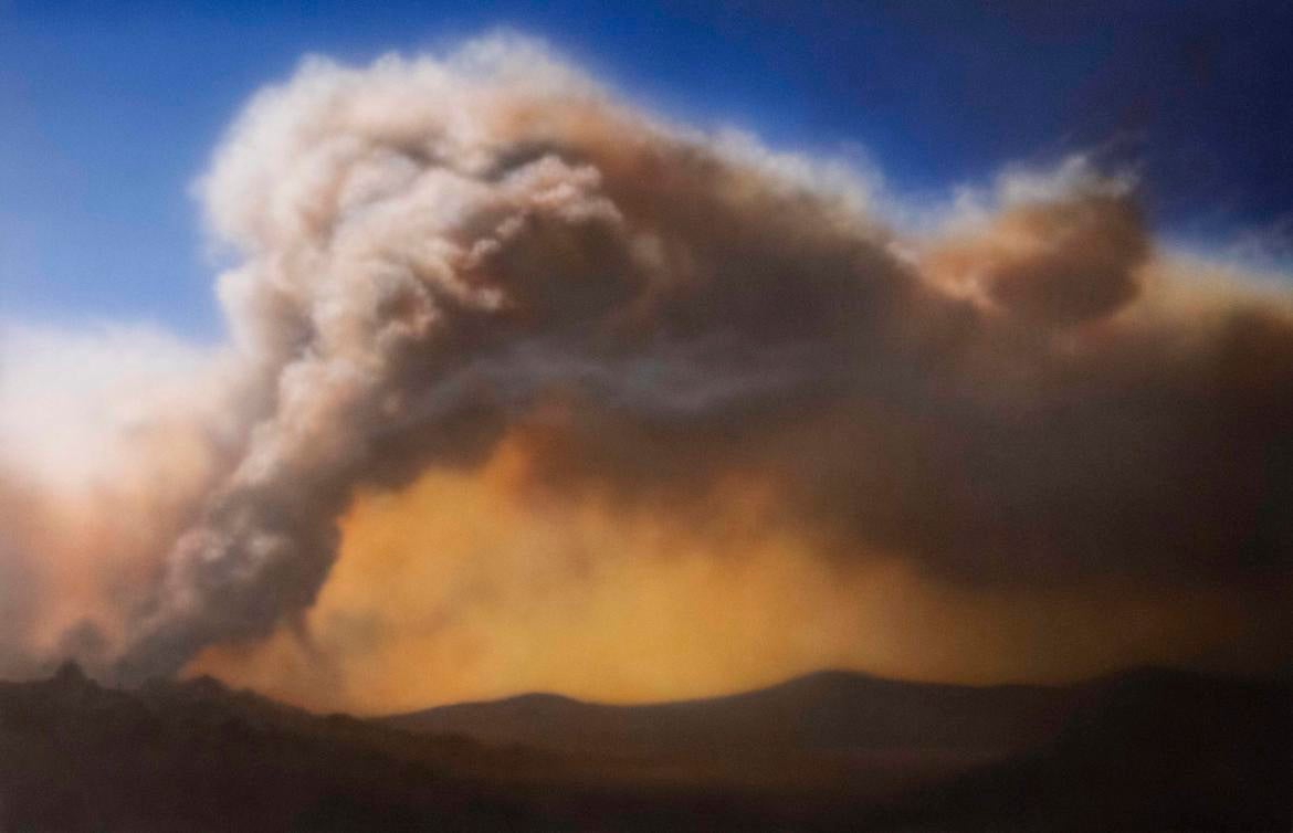 Samantha Fields Samantha Fields, "Triangle Complex Fire (Diamond Bar) as Seen from Krai’s Old Neighborhood," 2009. (Courtesy of Traywick Contemporary, Berkeley, California)
